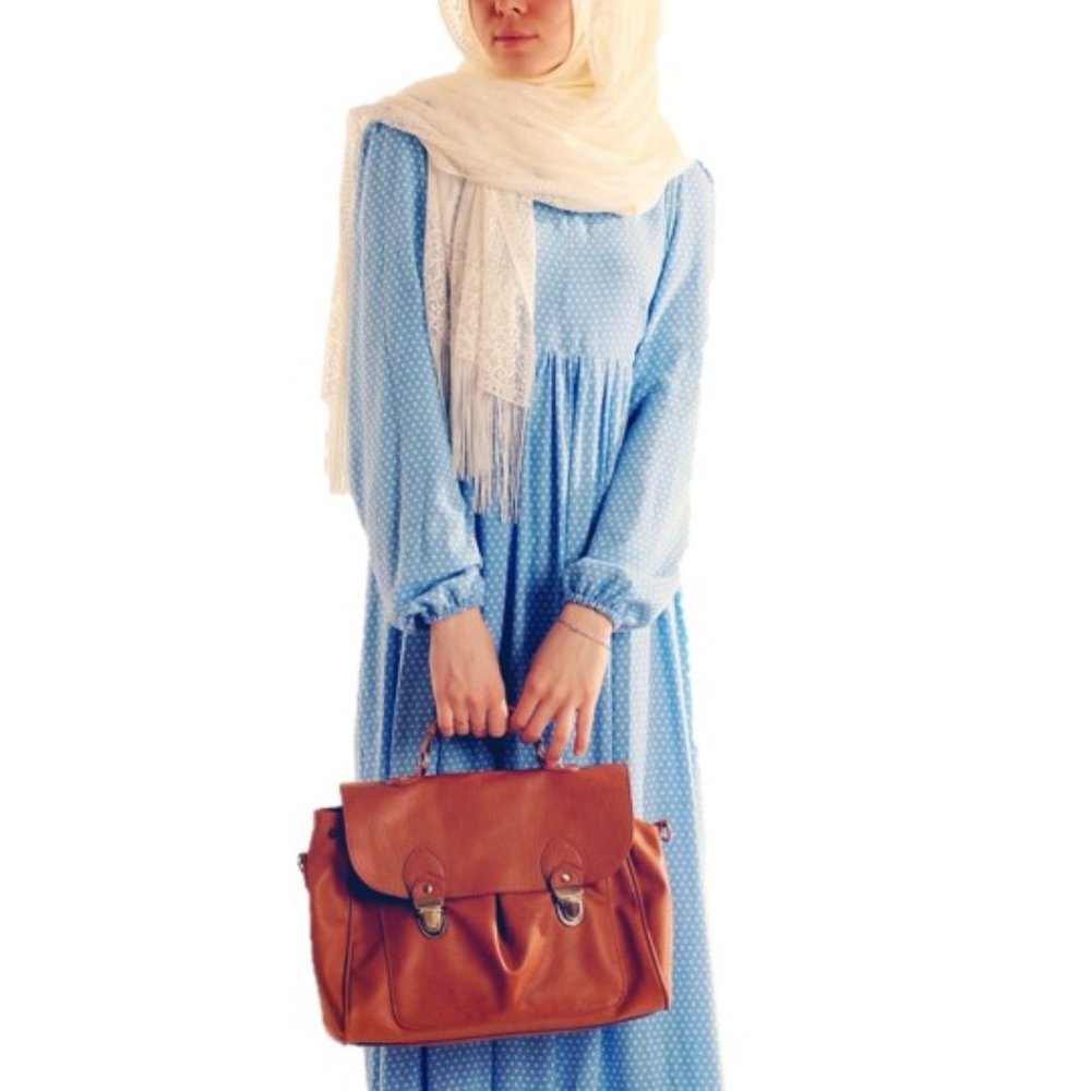 Kamaal Blue Polka Dot Maxi Dress With Sash Belt